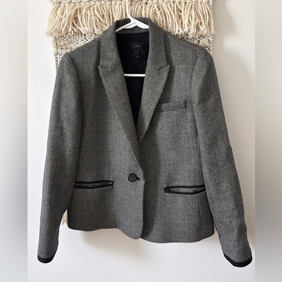 J. Crew Jackets & Blazers - J.Crew Wool Tweed Single Button Blazer Jacket Black White Size 6